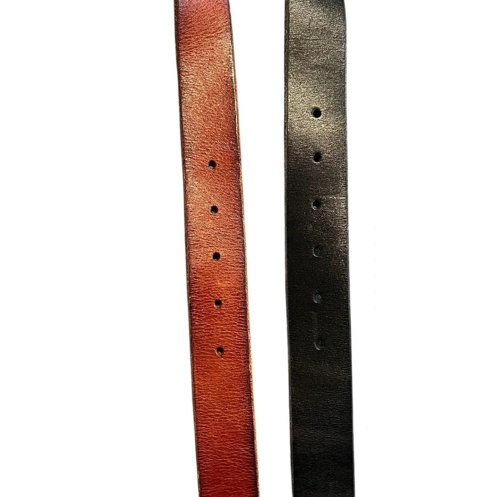 LUCKY BRAND Men's Genuine Leather Black Belt and Brown Belt‎ Lot of 2